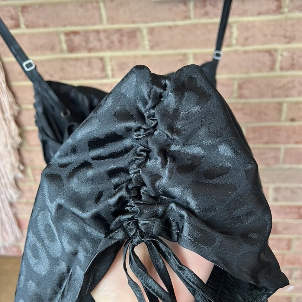 NWT Wild Fable Black Satin Cheetah Print Dress - Picture 6 of 6